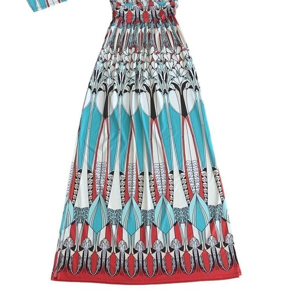 Boston Proper Multicolored Print Side Slits Maxi Dress Size 0 - Picture 6 of 16